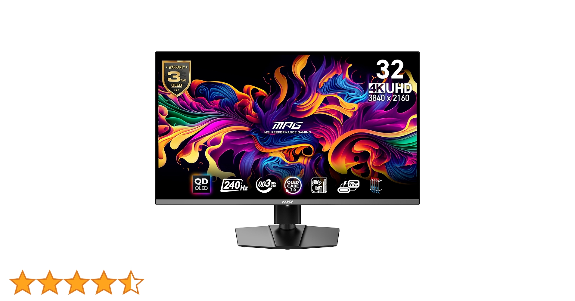 Immersive 4K gaming at 240Hz with OLED, HDR 400, ultra-wide.